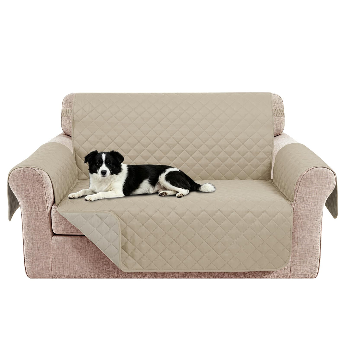 Reversible Sofa Cover for 3 Cushion, Chocolate/Beige