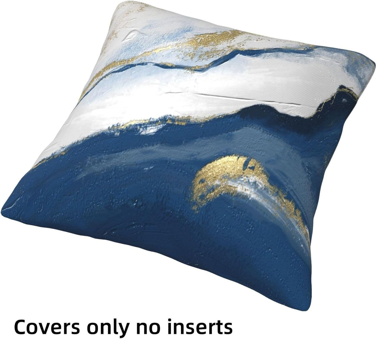Set Of 4 Blue Abstract Painting Decorative Throw Pillow Covers 18x18 Inch
