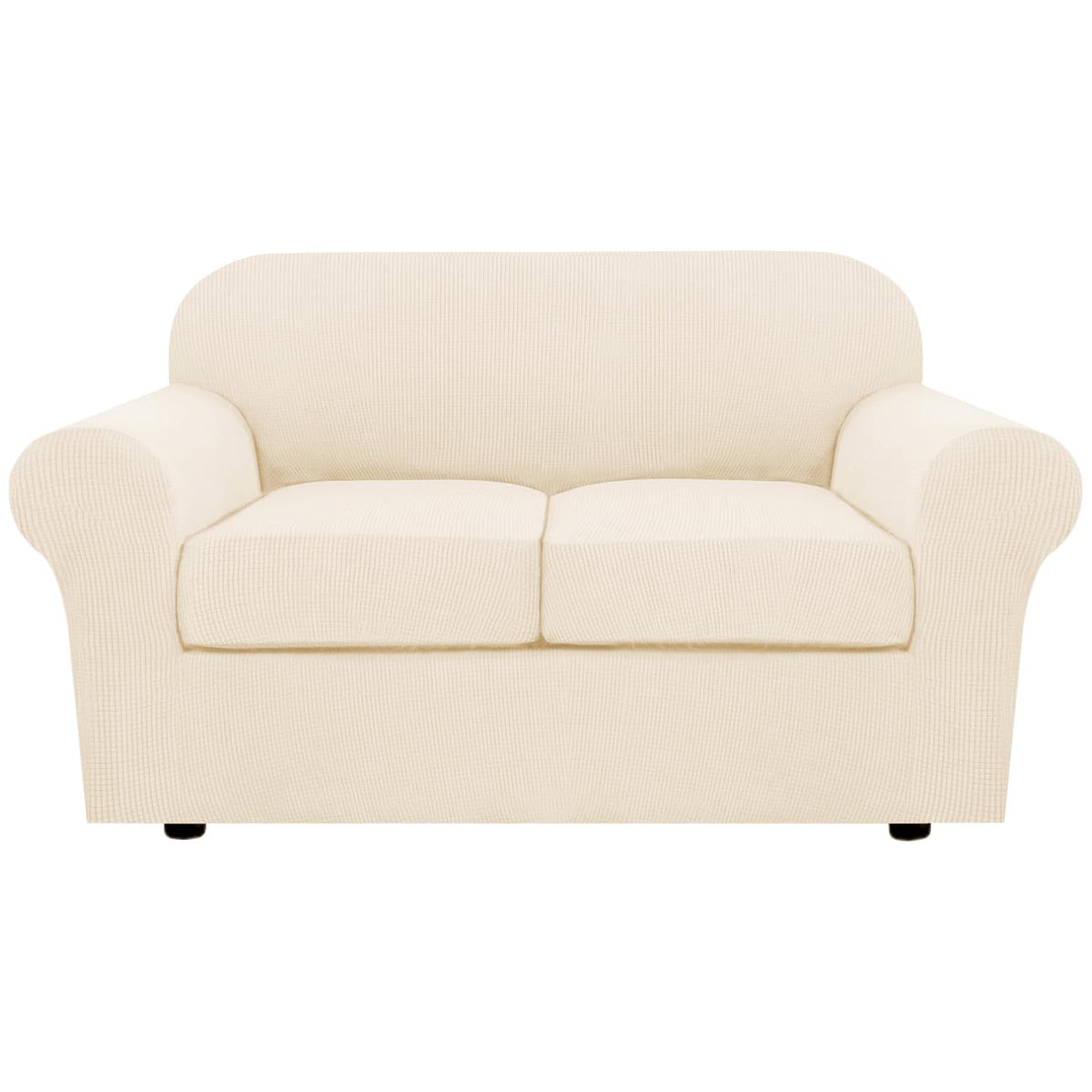 H.VERSAILTEX 4 Piece Stretch Sofa Covers for 3 Cushion Couch Covers for Living Room Slipcovers (Base Cover Plus 3 Seat Cushion Covers) Upgraded Thicker Jacquard Fabric (Sofa, Sand)
