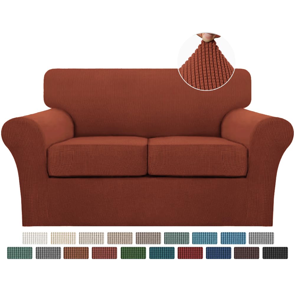Turquoize 4 Piece Couch Cover Sofa Covers for 3 Cushion Couch Sofa Slipcovers Washable Sofa Cover for Dogs with Individual Couch Cushion Covers Feature Jacquard Fabric(3 Cushion Sofa, Biscotti Beige)