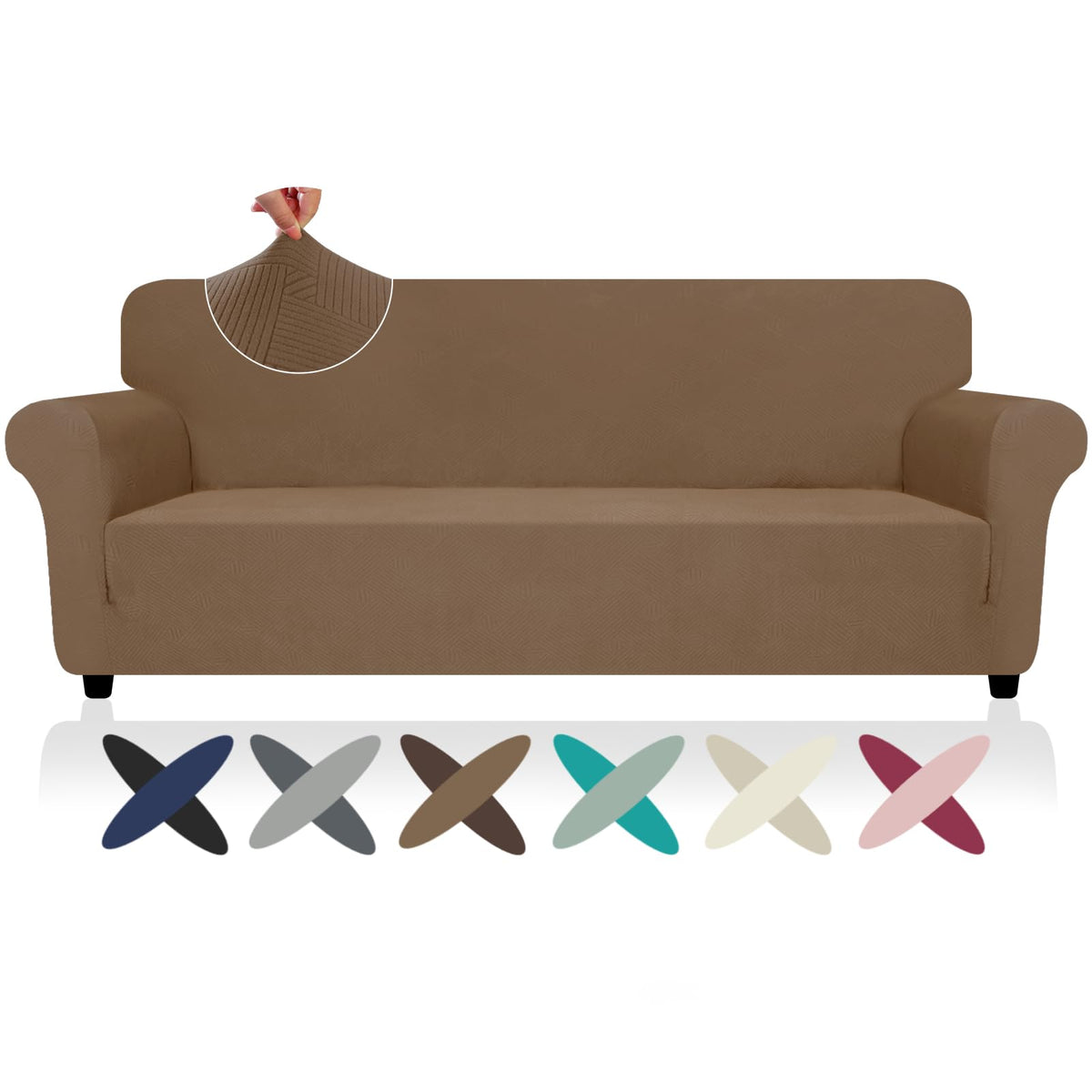 ZNSAYOTX Super Stretch Couch Cover (72"-92") Universal Sofa Covers with Elastic Bottom, Dog Cat Pets Friendly Washable Furniture Protector Fitted Sofa Slipcovers Stay in Place (Dark Grey, Sofa)