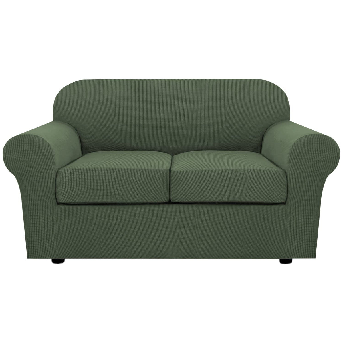 H.VERSAILTEX 4 Piece Stretch Sofa Covers for 3 Cushion Couch Covers for Living Room Slipcovers (Base Cover Plus 3 Seat Cushion Covers) Upgraded Thicker Jacquard Fabric (Sofa, Sand)
