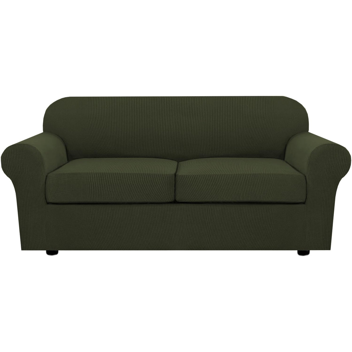 H.VERSAILTEX 4 Piece Stretch Sofa Covers for 3 Cushion Couch Covers for Living Room Slipcovers (Base Cover Plus 3 Seat Cushion Covers) Upgraded Thicker Jacquard Fabric (Sofa, Sand)