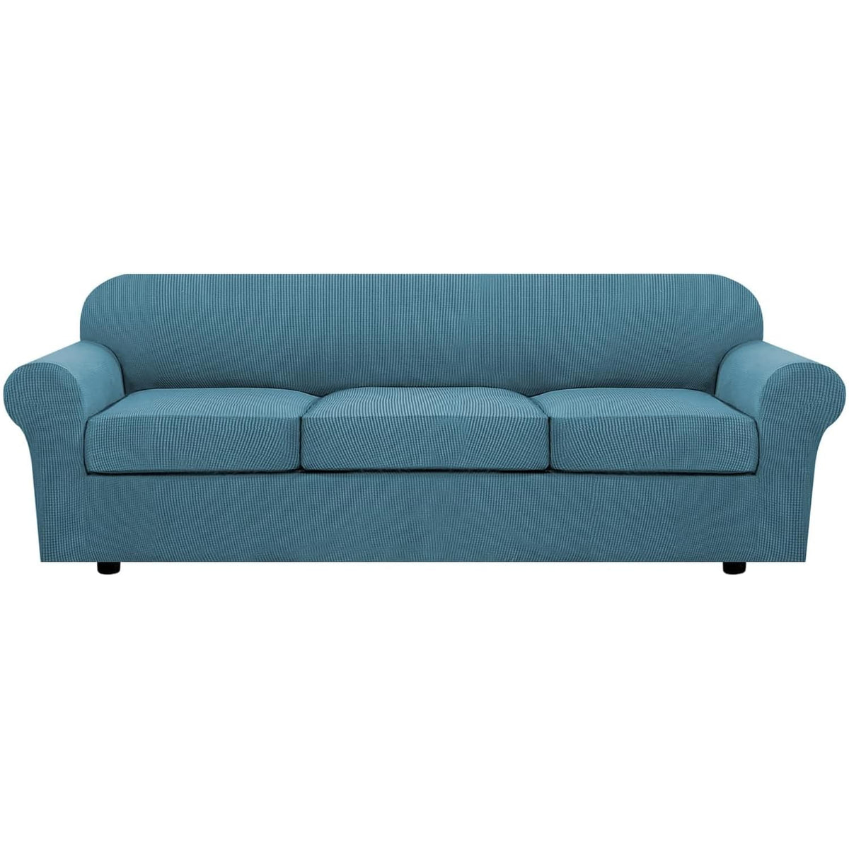 H.VERSAILTEX 4 Piece Stretch Sofa Covers for 3 Cushion Couch Covers for Living Room Slipcovers (Base Cover Plus 3 Seat Cushion Covers) Upgraded Thicker Jacquard Fabric (Sofa, Sand)