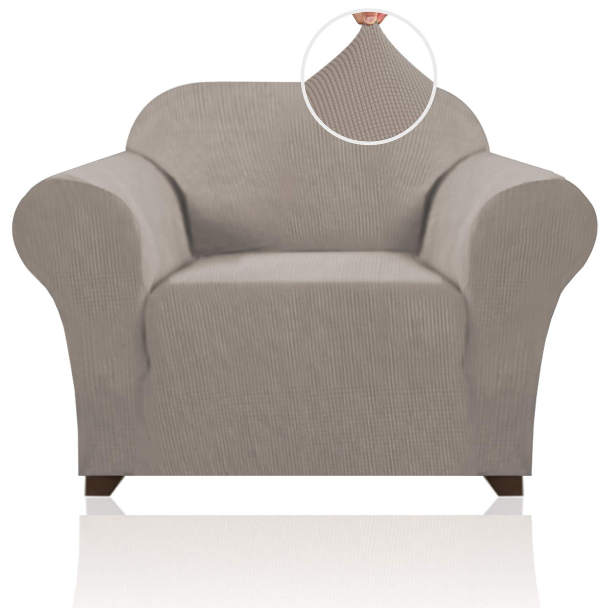 PrinceDeco Stretch Loveseat Sofa Cover Slipcover Couch Cover for 2 Cushion Sofa Washable Sofa Cover for Pets Friendly Furniture Protector Covers with Non Slip Bottom(Loveseat, Brown)