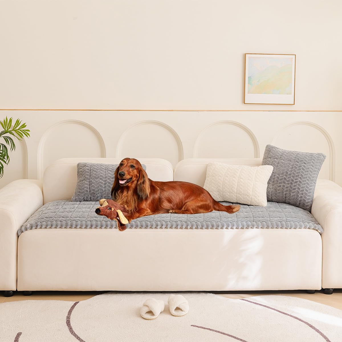 Mitid Sofa Cover Fuzzy Couch Covers for Pet, Couch Covers for Dogs Cats