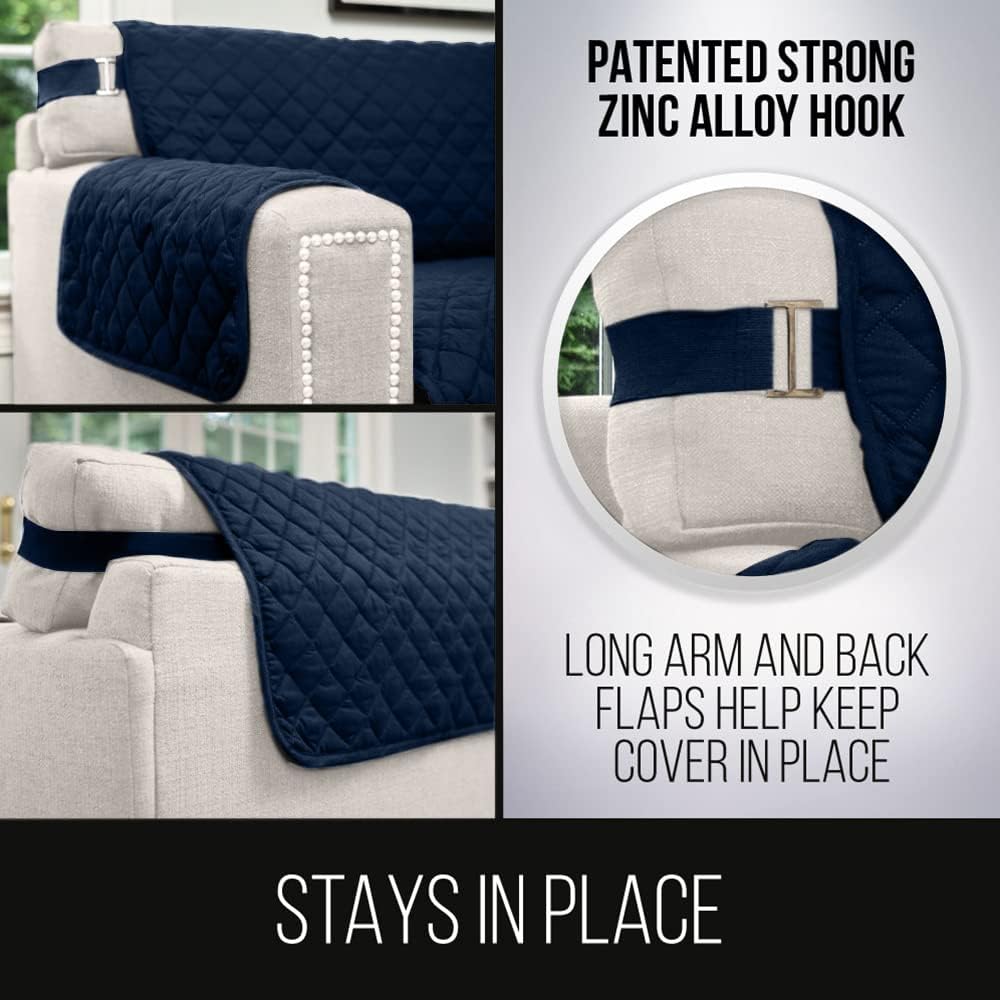 Sofa Shield® Couch Sofa Slip Cover for Dogs with Strap, Navy Sand
