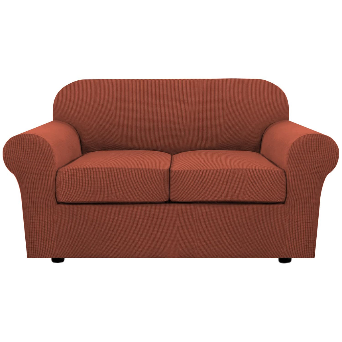 H.VERSAILTEX 4 Piece Stretch Sofa Covers for 3 Cushion Couch Covers for Living Room Slipcovers (Base Cover Plus 3 Seat Cushion Covers) Upgraded Thicker Jacquard Fabric (Sofa, Sand)