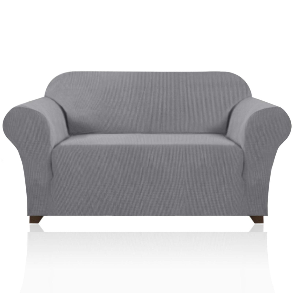 PrinceDeco Stretch Loveseat Sofa Cover Slipcover Couch Cover for 2 Cushion Sofa Washable Sofa Cover for Pets Friendly Furniture Protector Covers with Non Slip Bottom(Loveseat, Brown)