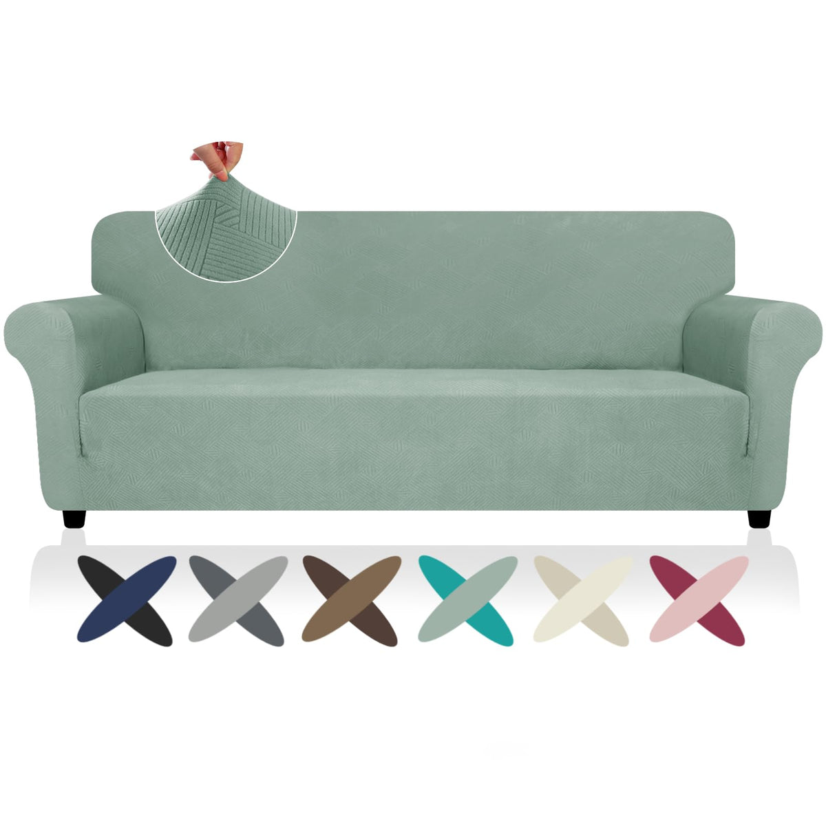 ZNSAYOTX Super Stretch Couch Cover (72"-92") Universal Sofa Covers with Elastic Bottom, Dog Cat Pets Friendly Washable Furniture Protector Fitted Sofa Slipcovers Stay in Place (Dark Grey, Sofa)