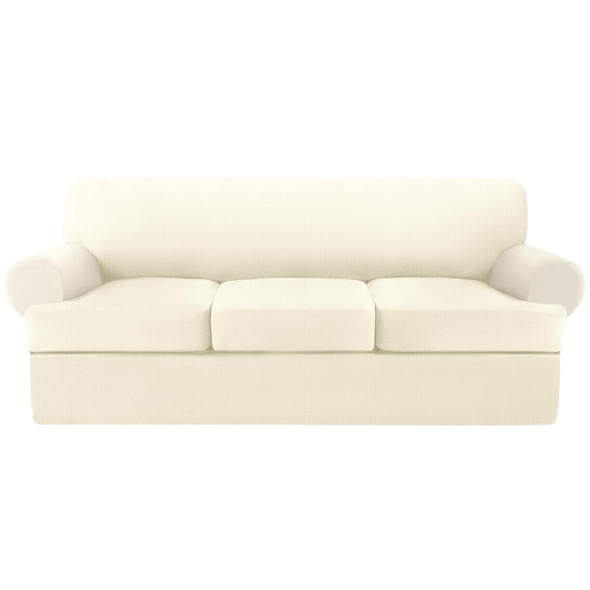4 Piece T Cushion Sofa Slipcovers Stretch Couch Cover Furniture Covers with 3 Individual T Cushion Covers, Machine Washable for Living Room (Green, 3 Cushions)