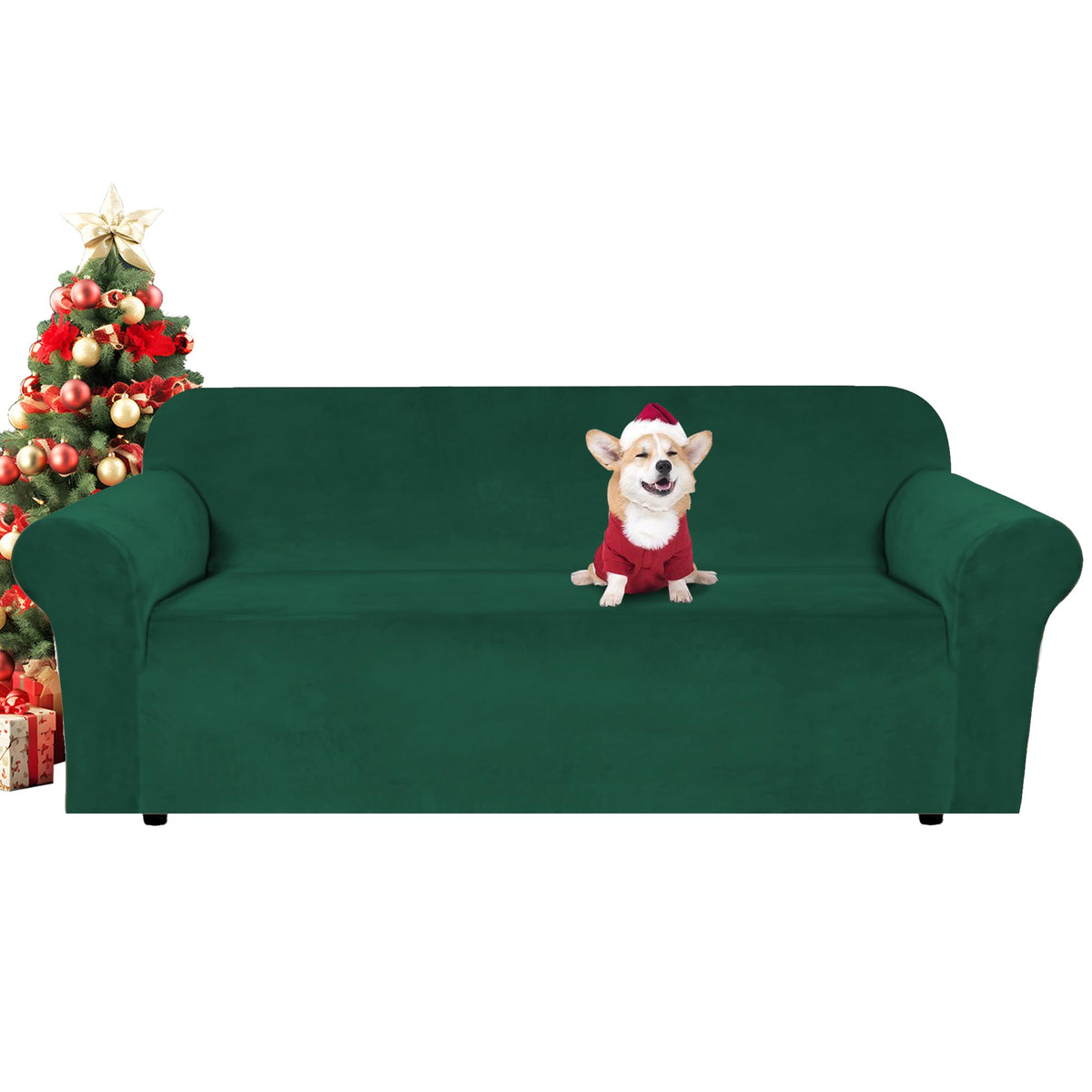 H.VERSAILTEX 1 Peice Stretch Velvet Sofa Covers for 3 Cushion Couch Covers Sofa Slipcovers Furniture Protector Soft, Crafted from Thick Comfy Rich Velour (Sofa 72"-90", Oatmeal)