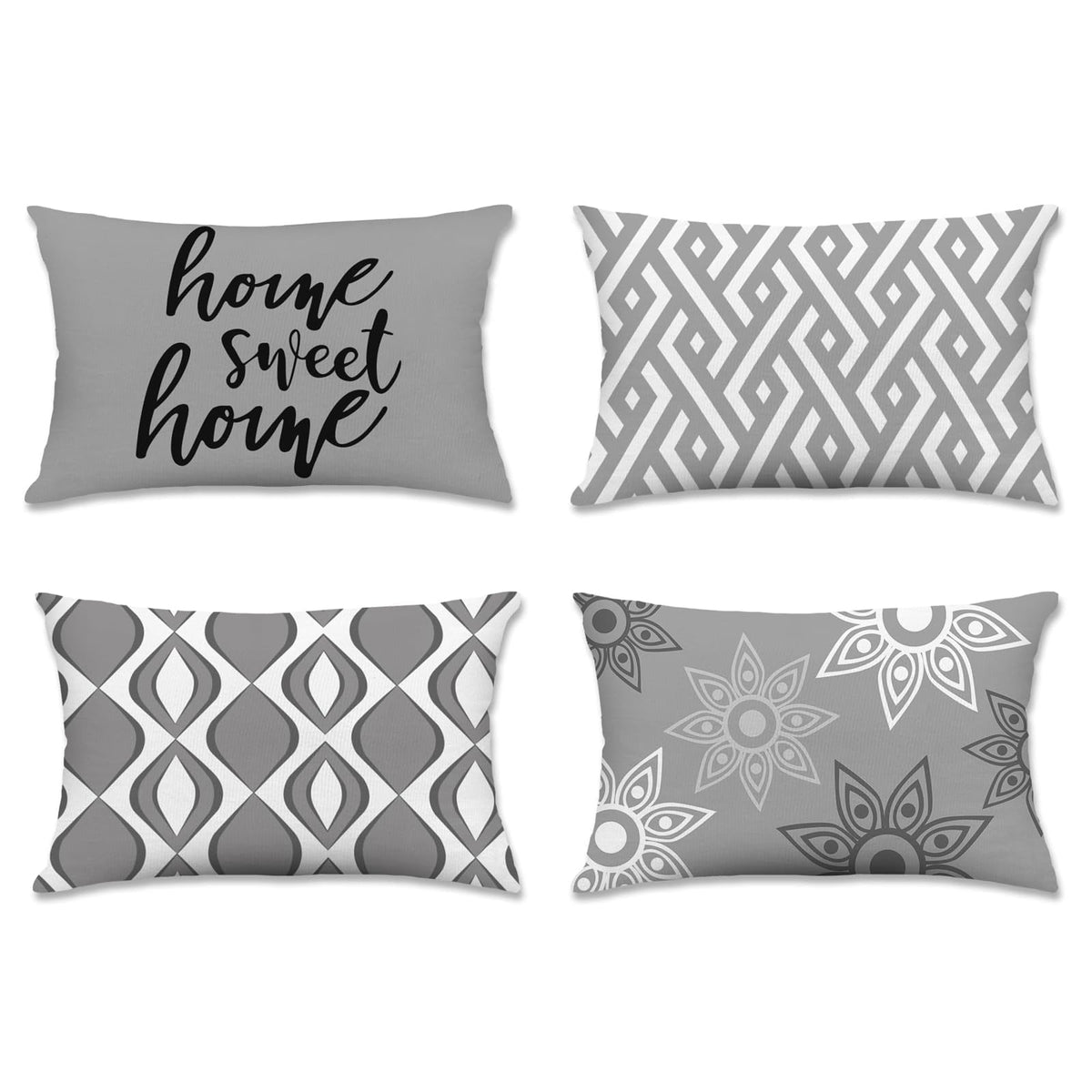 Hexagram Throw Pillow Covers 18x18, Gray Outdoor Pillow Covers Set of 4