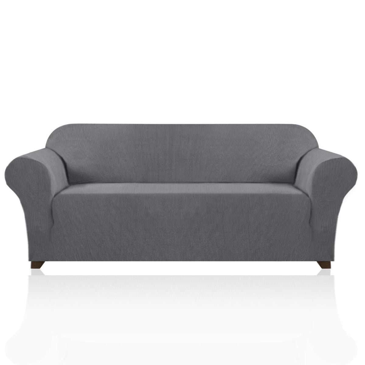 PrinceDeco Stretch Loveseat Sofa Cover Slipcover Couch Cover for 2 Cushion Sofa Washable Sofa Cover for Pets Friendly Furniture Protector Covers with Non Slip Bottom(Loveseat, Brown)