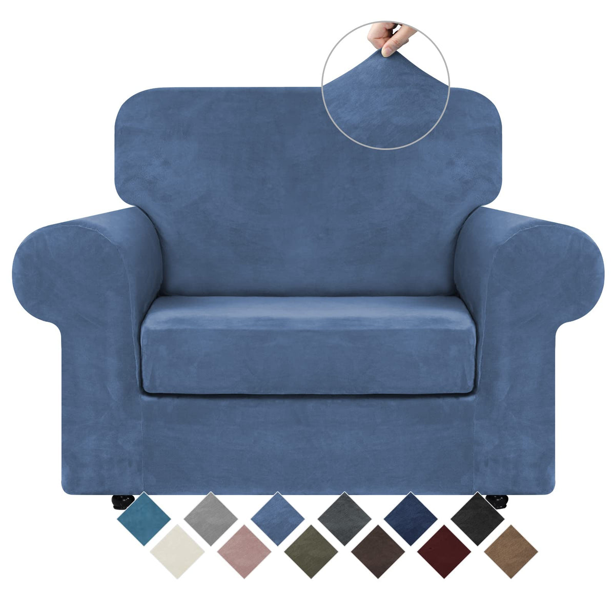 WEERRW 4 Pieces Couch Cover for Sofa Velvet Sofa Covers Washable, Dark Grey