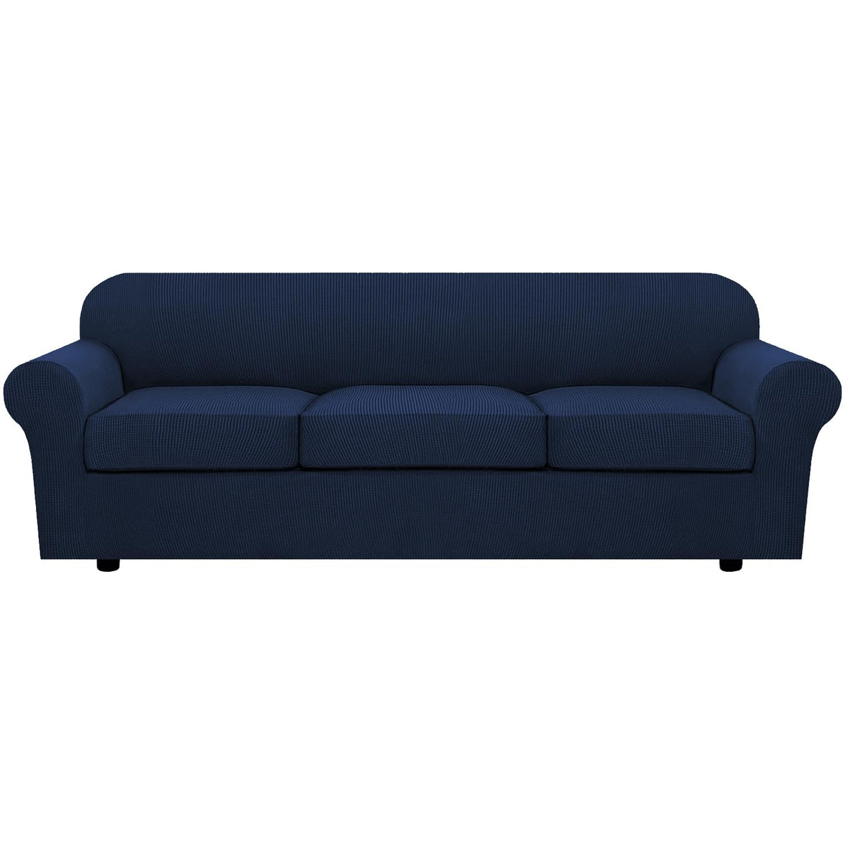 H.VERSAILTEX 4 Piece Stretch Sofa Covers for 3 Cushion Couch Covers for Living Room Slipcovers (Base Cover Plus 3 Seat Cushion Covers) Upgraded Thicker Jacquard Fabric (Sofa, Sand)
