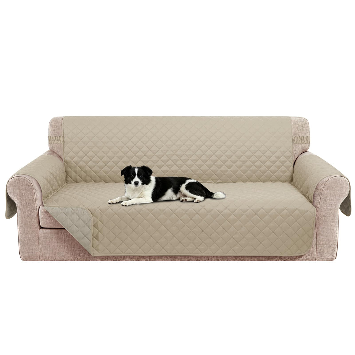 Reversible Sofa Cover for 3 Cushion, Chocolate/Beige