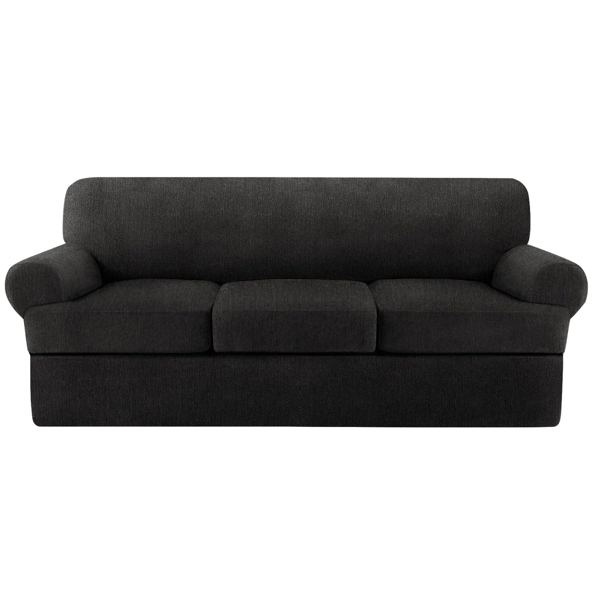 4 Piece T Cushion Sofa Slipcovers Stretch Couch Cover Furniture Covers with 3 Individual T Cushion Covers, Machine Washable for Living Room (Green, 3 Cushions)
