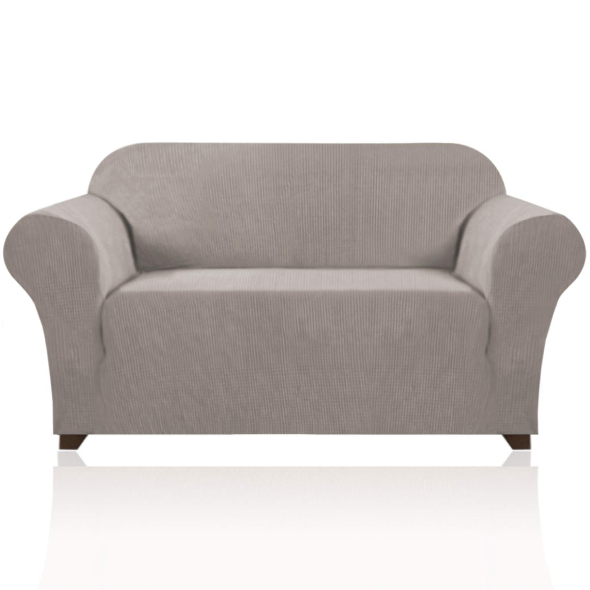 PrinceDeco Stretch Loveseat Sofa Cover Slipcover Couch Cover for 2 Cushion Sofa Washable Sofa Cover for Pets Friendly Furniture Protector Covers with Non Slip Bottom(Loveseat, Brown)