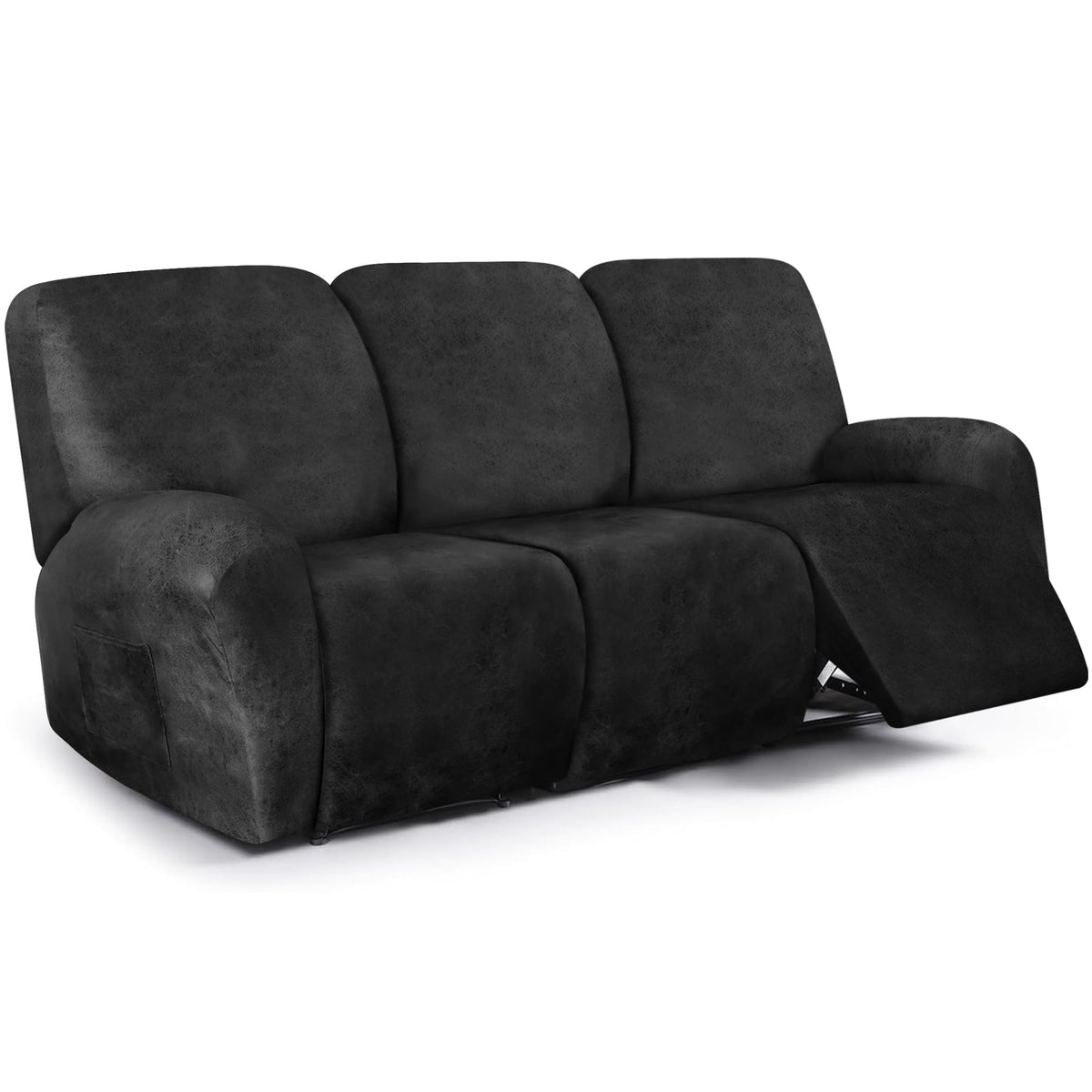 ANARACHON Leather Look Recliner Couch Cover, 8-Pieces Stretch Recliner Sofa Covers, Soft Reclining Slipcover, Washable Furniture Protector for Pets (3 Seater, Brown)