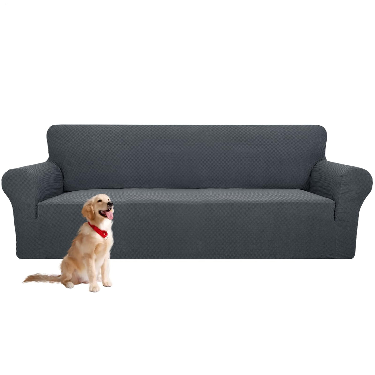 YEMYHOM Couch Cover Latest Jacquard Design High Stretch Sofa Covers for 3 Cushion Couch, Pet Dog Cat Proof Slipcover Non Slip Magic Elastic Furniture Protector (Sofa, Light Gray)