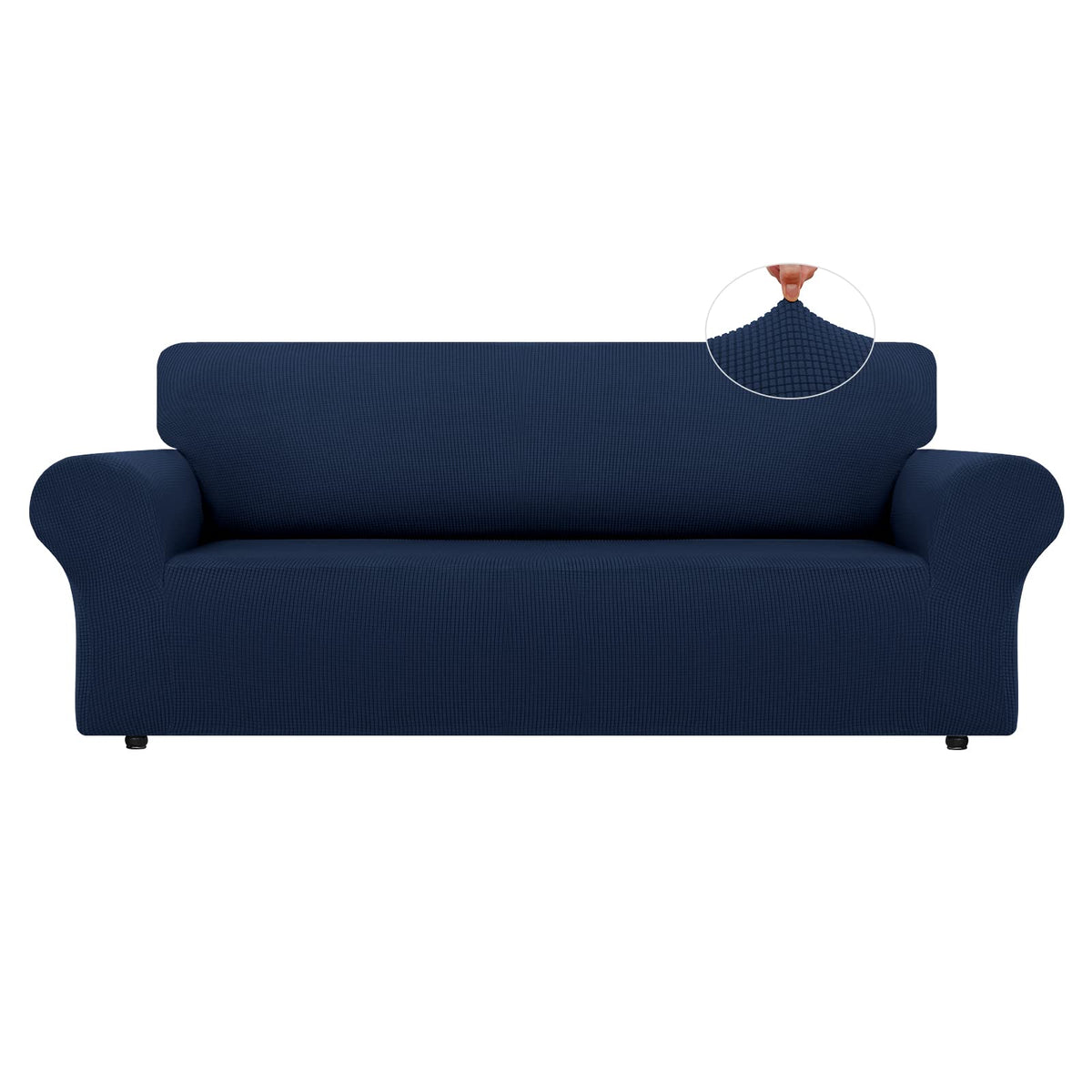LURKA Stretch Couch Cover for Sofa, 1 Piece 3 Cushion Slipcover, Black