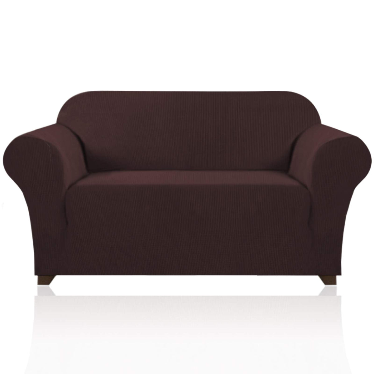 PrinceDeco Stretch Loveseat Sofa Cover Slipcover Couch Cover for 2 Cushion Sofa Washable Sofa Cover for Pets Friendly Furniture Protector Covers with Non Slip Bottom(Loveseat, Brown)