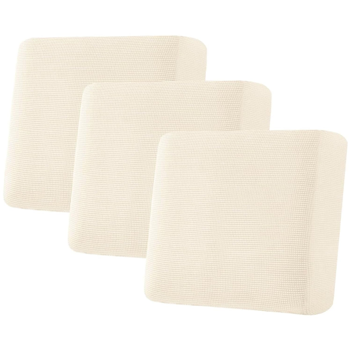 H.VERSAILTEX Super Stretch Individual Seat Cushion/Couch Slipcover Sets Thick Jacquard Textured Twill Fabric (3 Piece Sofa Covers, Sand)