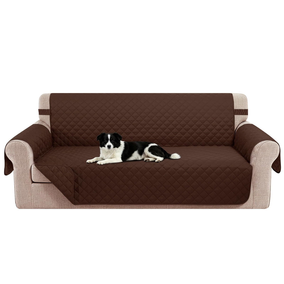 Reversible Sofa Cover for 3 Cushion, Chocolate/Beige