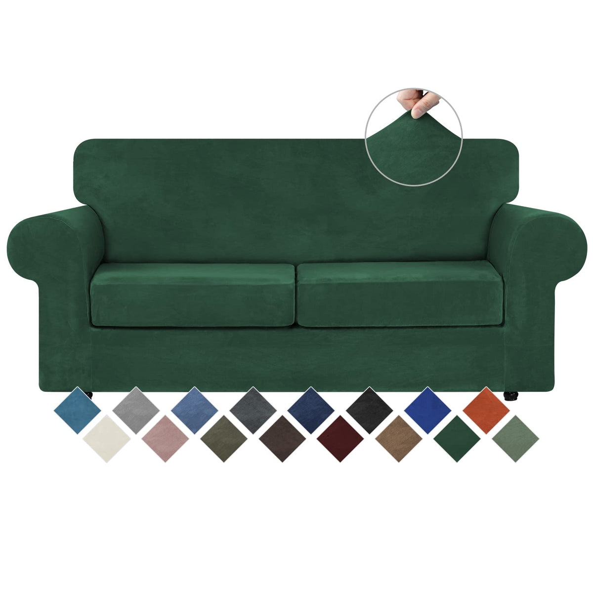 WEERRW 4 Pieces Couch Cover for Sofa Velvet Sofa Covers Washable, Dark Grey