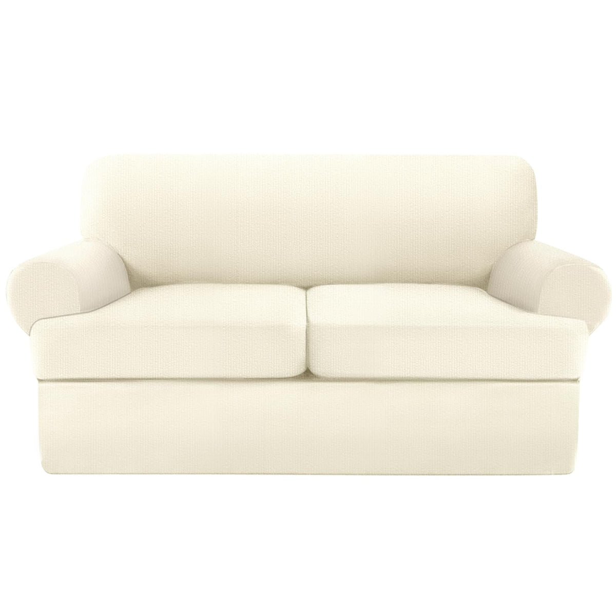 4 Piece T Cushion Sofa Slipcovers Stretch Couch Cover Furniture Covers with 3 Individual T Cushion Covers, Machine Washable for Living Room (Green, 3 Cushions)