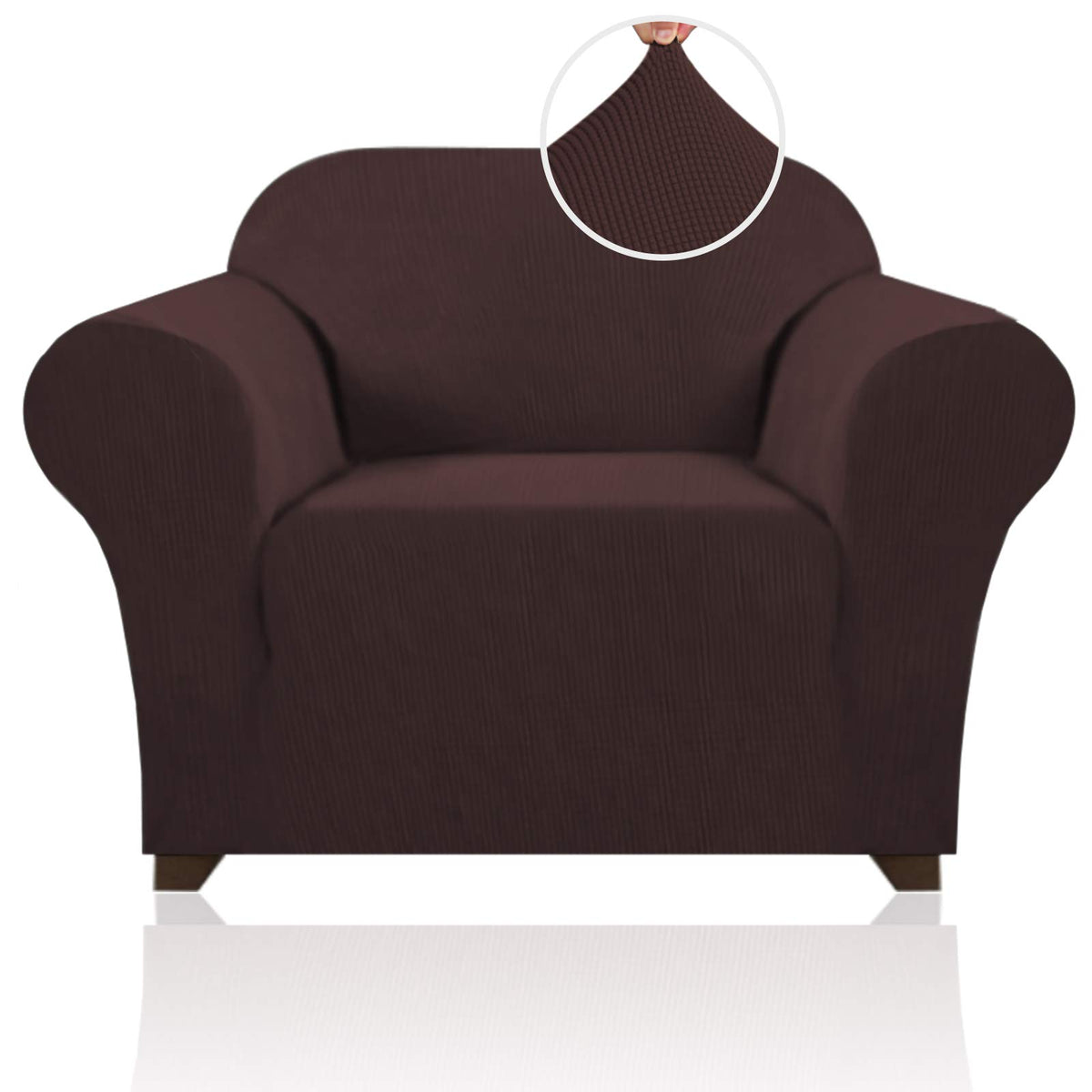 PrinceDeco Stretch Loveseat Sofa Cover Slipcover Couch Cover for 2 Cushion Sofa Washable Sofa Cover for Pets Friendly Furniture Protector Covers with Non Slip Bottom(Loveseat, Brown)