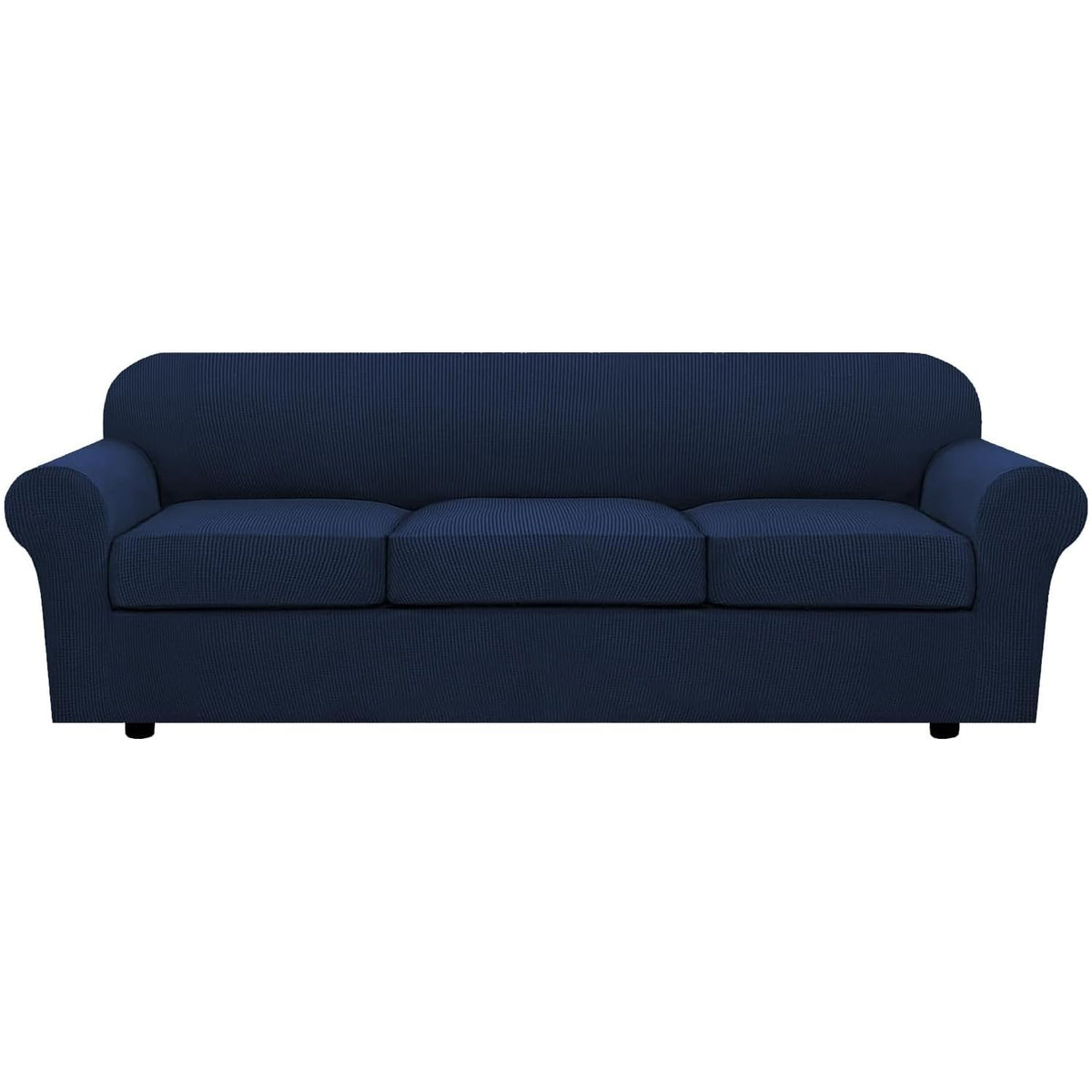 H.VERSAILTEX 4 Piece Stretch Sofa Covers for 3 Cushion Couch Covers for Living Room Slipcovers (Base Cover Plus 3 Seat Cushion Covers) Upgraded Thicker Jacquard Fabric (Sofa, Sand)