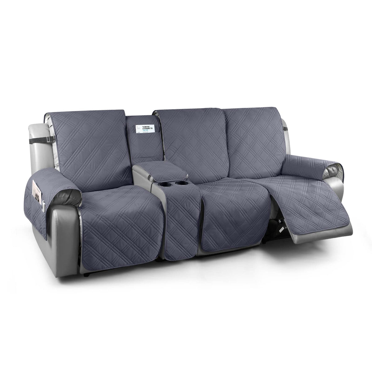 TAOCOCO Loveseat Recliner Cover with Center Console, 100% Waterproof Pet Cover for Dual Recliner with Straps Design, Split Reclining Loveseat Covers Furniture Pet&Kids Protector (2 Seater, Chocolate)
