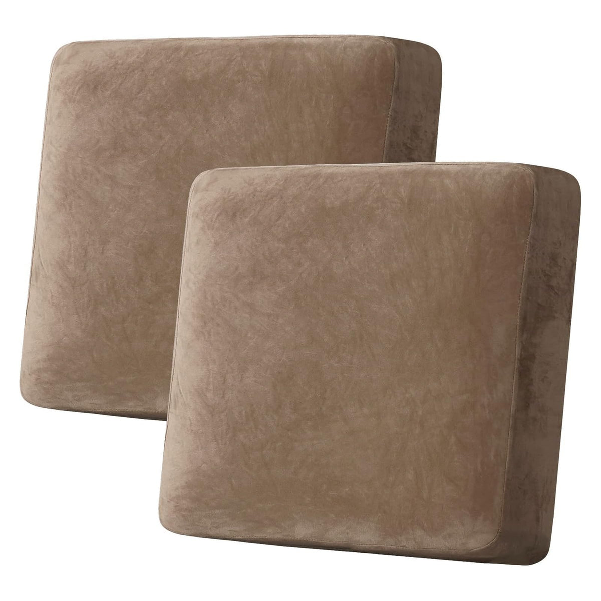 H.VERSAILTEX Velvet Stretch Couch Cushion Cover Plush Cushion Slipcover for Chair Loveseat Sofa Cushion Furniture Protector Seat Cushion Sofa Cover (2 Piece Large Sofa Cushion Covers, Ivory)