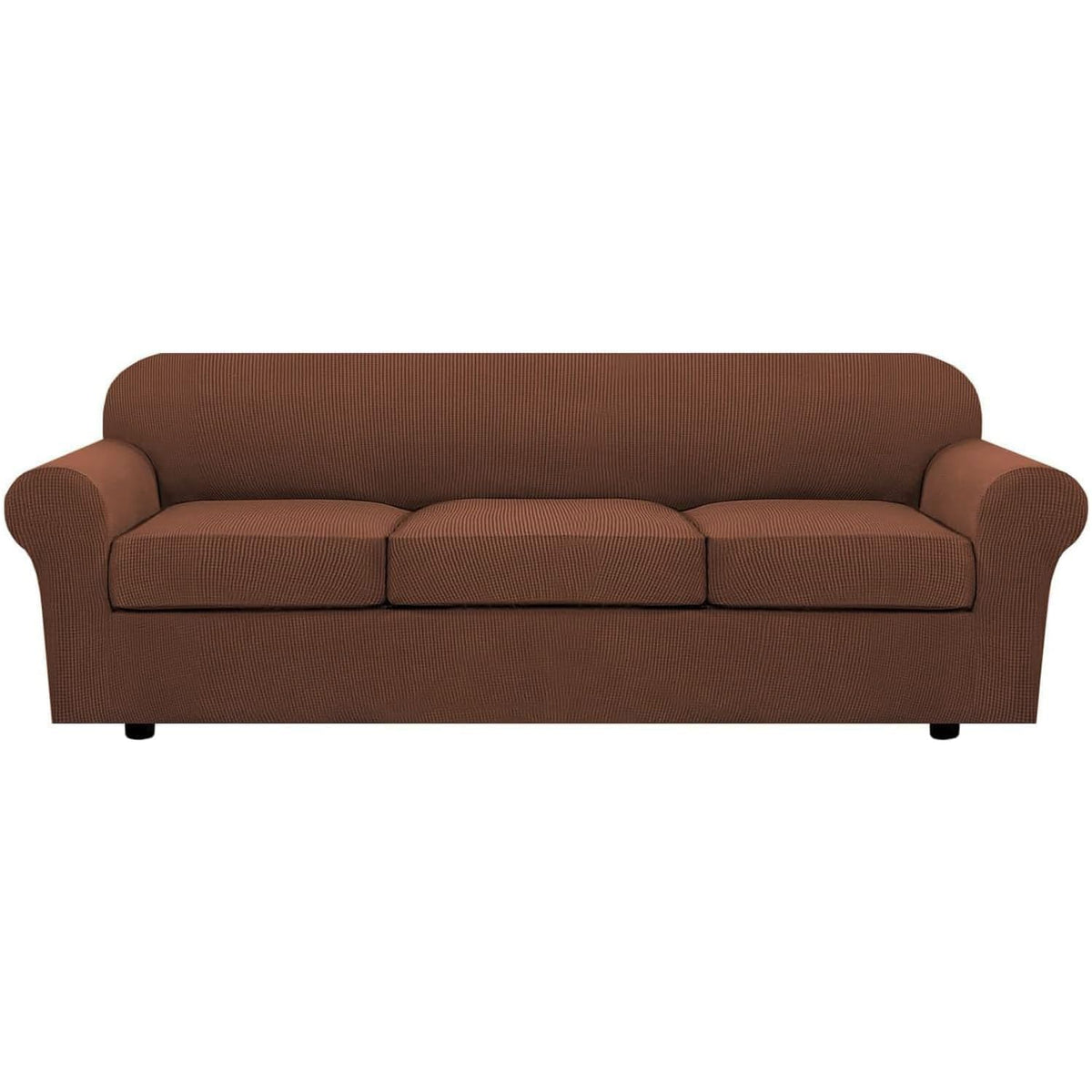 H.VERSAILTEX 4 Piece Stretch Sofa Covers for 3 Cushion Couch Covers for Living Room Slipcovers (Base Cover Plus 3 Seat Cushion Covers) Upgraded Thicker Jacquard Fabric (Sofa, Sand)