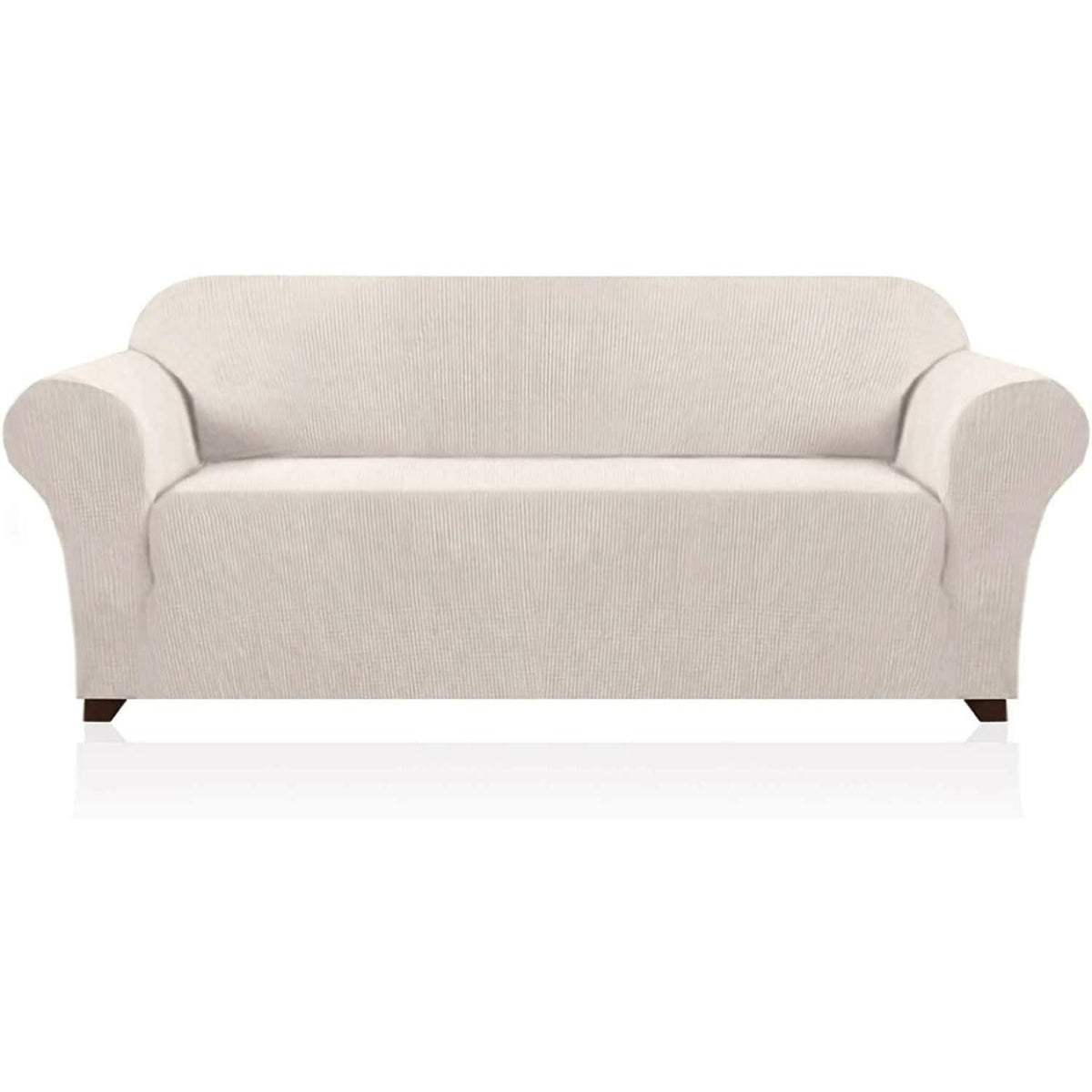 PrinceDeco Stretch Loveseat Sofa Cover Slipcover Couch Cover for 2 Cushion Sofa Washable Sofa Cover for Pets Friendly Furniture Protector Covers with Non Slip Bottom(Loveseat, Brown)