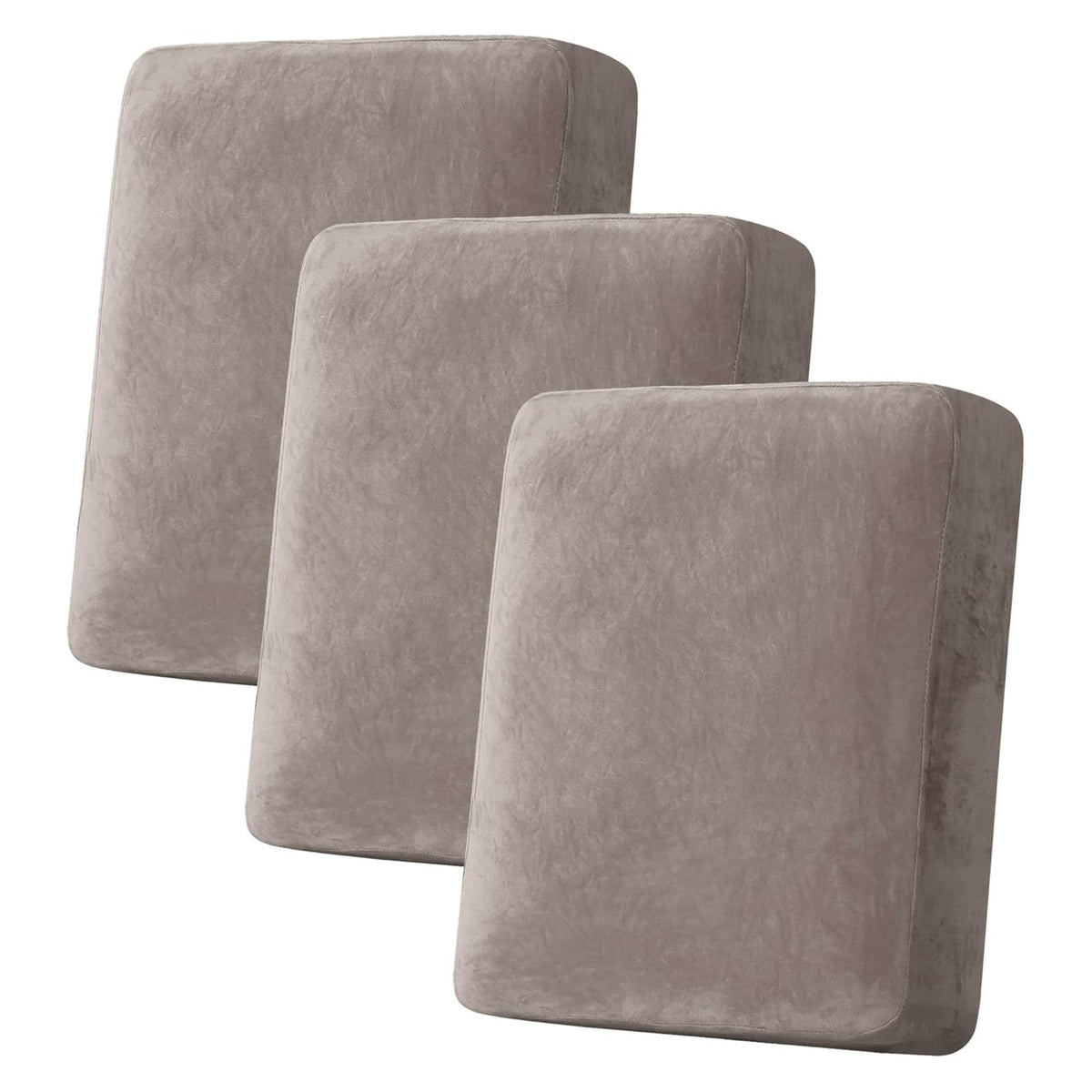 H.VERSAILTEX Velvet Stretch Couch Cushion Cover Plush Cushion Slipcover for Chair Loveseat Sofa Cushion Furniture Protector Seat Cushion Sofa Cover (3 Piece Sofa Cushion Covers, Ivory)