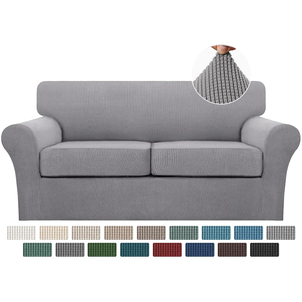 Turquoize 4 Piece Couch Cover Sofa Covers for 3 Cushion Couch Sofa Slipcovers Washable Sofa Cover for Dogs with Individual Couch Cushion Covers Feature Jacquard Fabric(3 Cushion Sofa, Biscotti Beige)