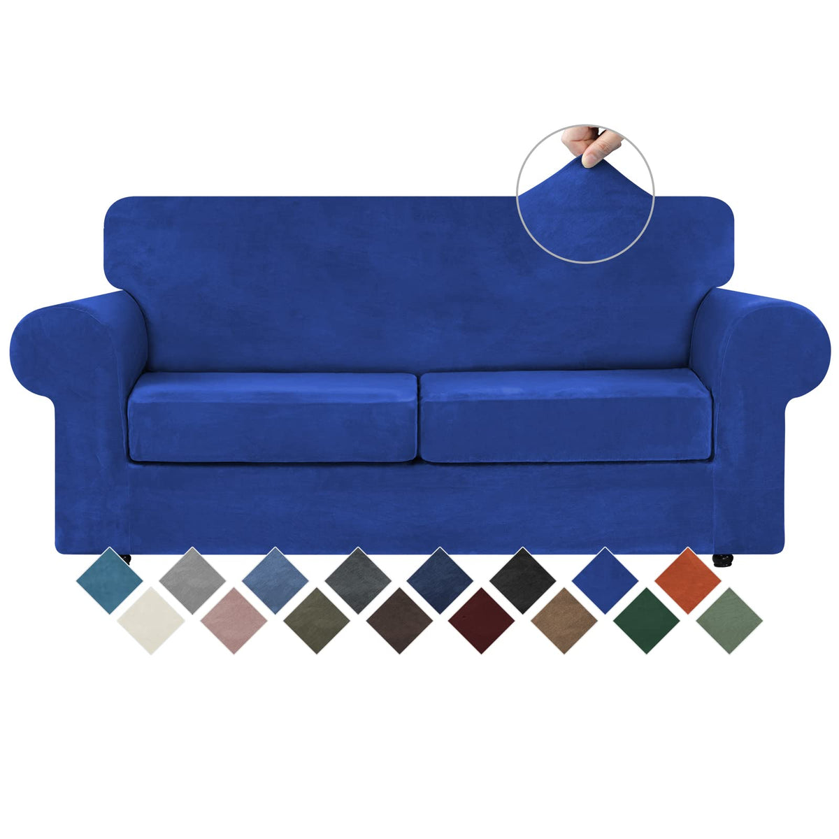 WEERRW 4 Pieces Couch Cover for Sofa Velvet Sofa Covers Washable, Dark Grey