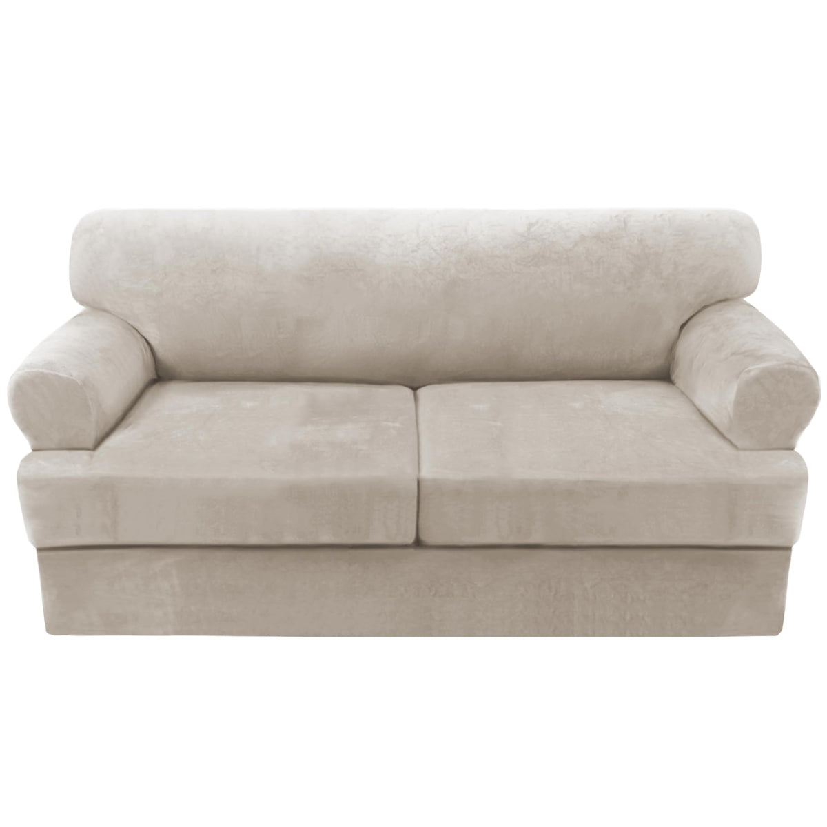 H.VERSAILTEX Sofa Cover 4 Piece T Cushion Sofa Slipcovers Couch Cover Furniture Protector Stretch T Cushion Sofa Covers for 3 Cushion Couch with 3 Individual T Cushion Covers, Ivory
