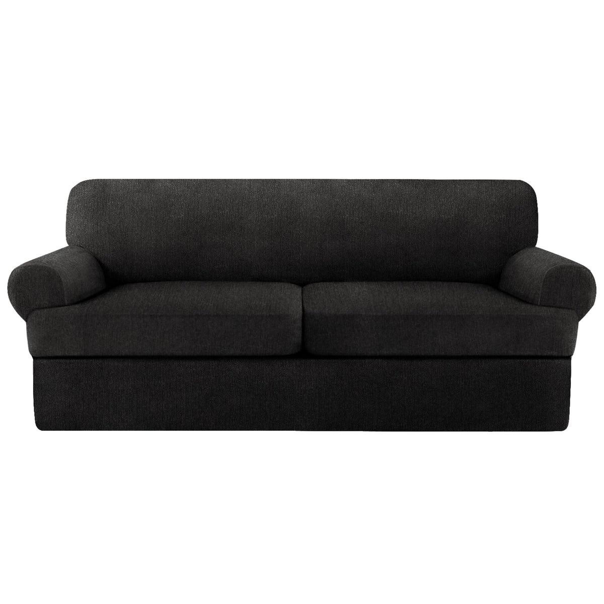 4 Piece T Cushion Sofa Slipcovers Stretch Couch Cover Furniture Covers with 3 Individual T Cushion Covers, Machine Washable for Living Room (Green, 3 Cushions)