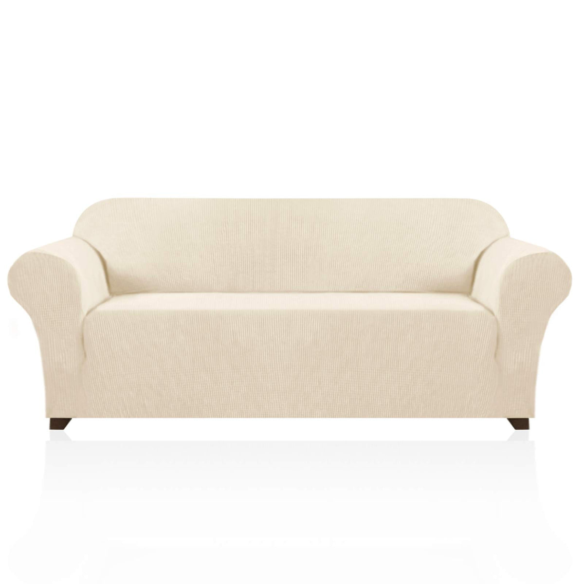 PrinceDeco Stretch Loveseat Sofa Cover Slipcover Couch Cover for 2 Cushion Sofa Washable Sofa Cover for Pets Friendly Furniture Protector Covers with Non Slip Bottom(Loveseat, Brown)