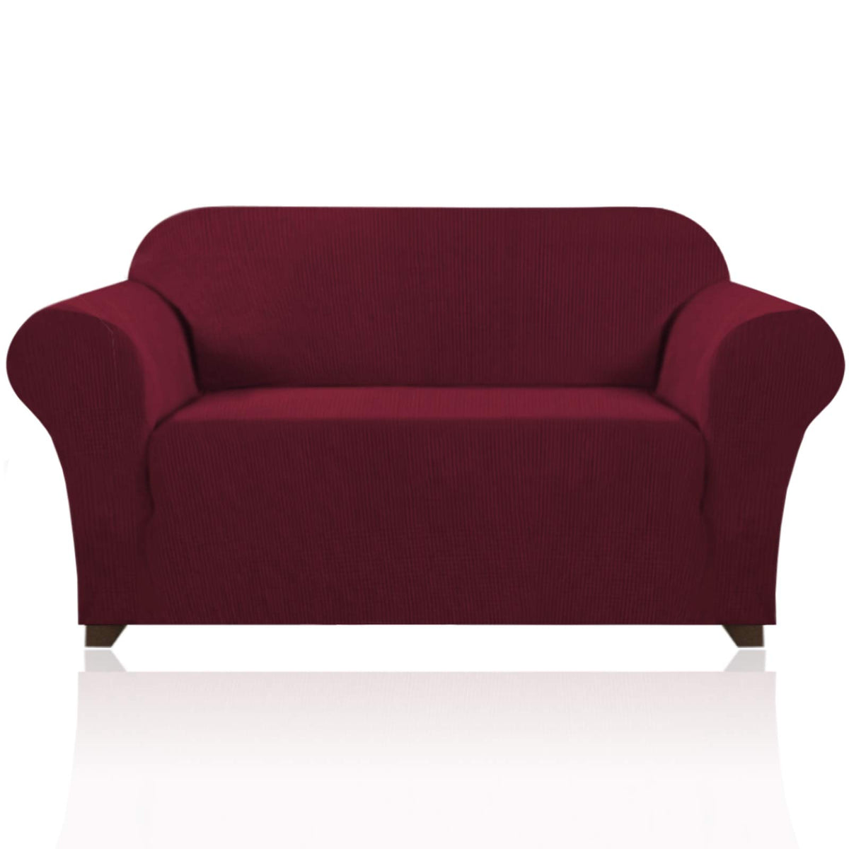 PrinceDeco Stretch Loveseat Sofa Cover Slipcover Couch Cover for 2 Cushion Sofa Washable Sofa Cover for Pets Friendly Furniture Protector Covers with Non Slip Bottom(Loveseat, Brown)