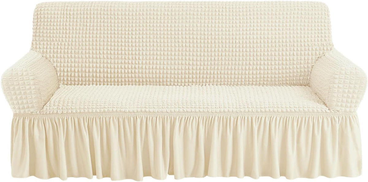 NICEEC Sofa Covers Beige Couch Cover Stretch Sofa Slipcovers with Skirt