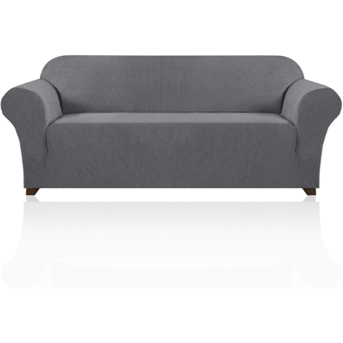 PrinceDeco Stretch Loveseat Sofa Cover Slipcover Couch Cover for 2 Cushion Sofa Washable Sofa Cover for Pets Friendly Furniture Protector Covers with Non Slip Bottom(Loveseat, Brown)