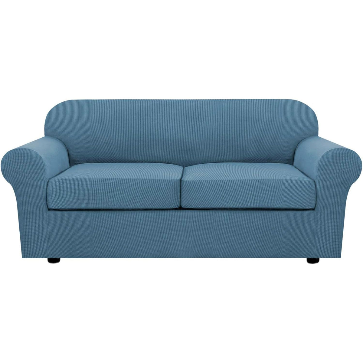 H.VERSAILTEX 4 Piece Stretch Sofa Covers for 3 Cushion Couch Covers for Living Room Slipcovers (Base Cover Plus 3 Seat Cushion Covers) Upgraded Thicker Jacquard Fabric (Sofa, Sand)