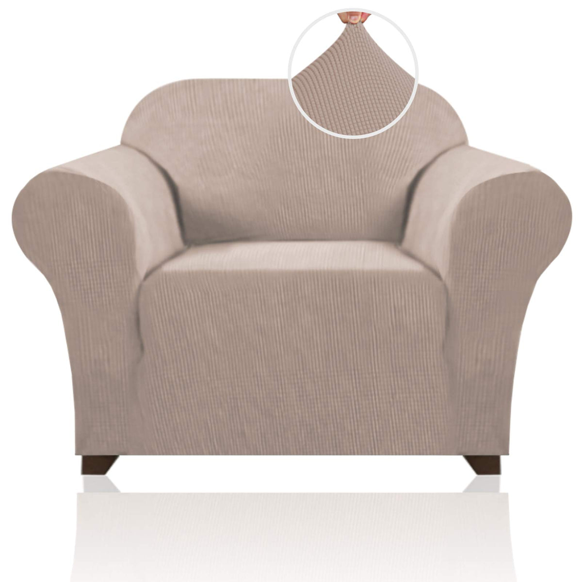 PrinceDeco Stretch Loveseat Sofa Cover Slipcover Couch Cover for 2 Cushion Sofa Washable Sofa Cover for Pets Friendly Furniture Protector Covers with Non Slip Bottom(Loveseat, Brown)