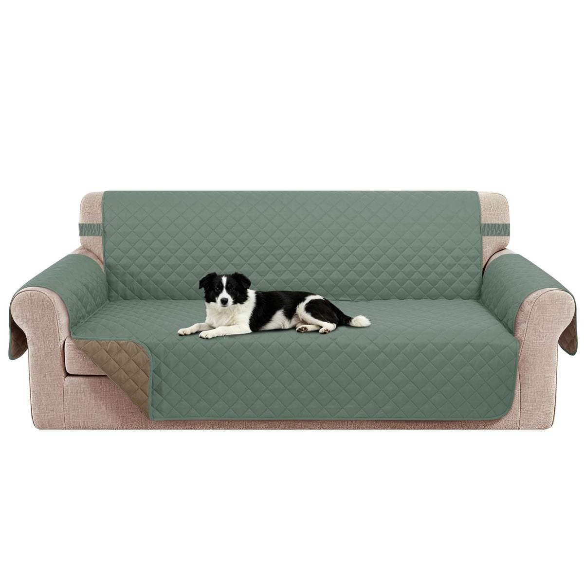 Reversible Sofa Cover for 3 Cushion, Chocolate/Beige