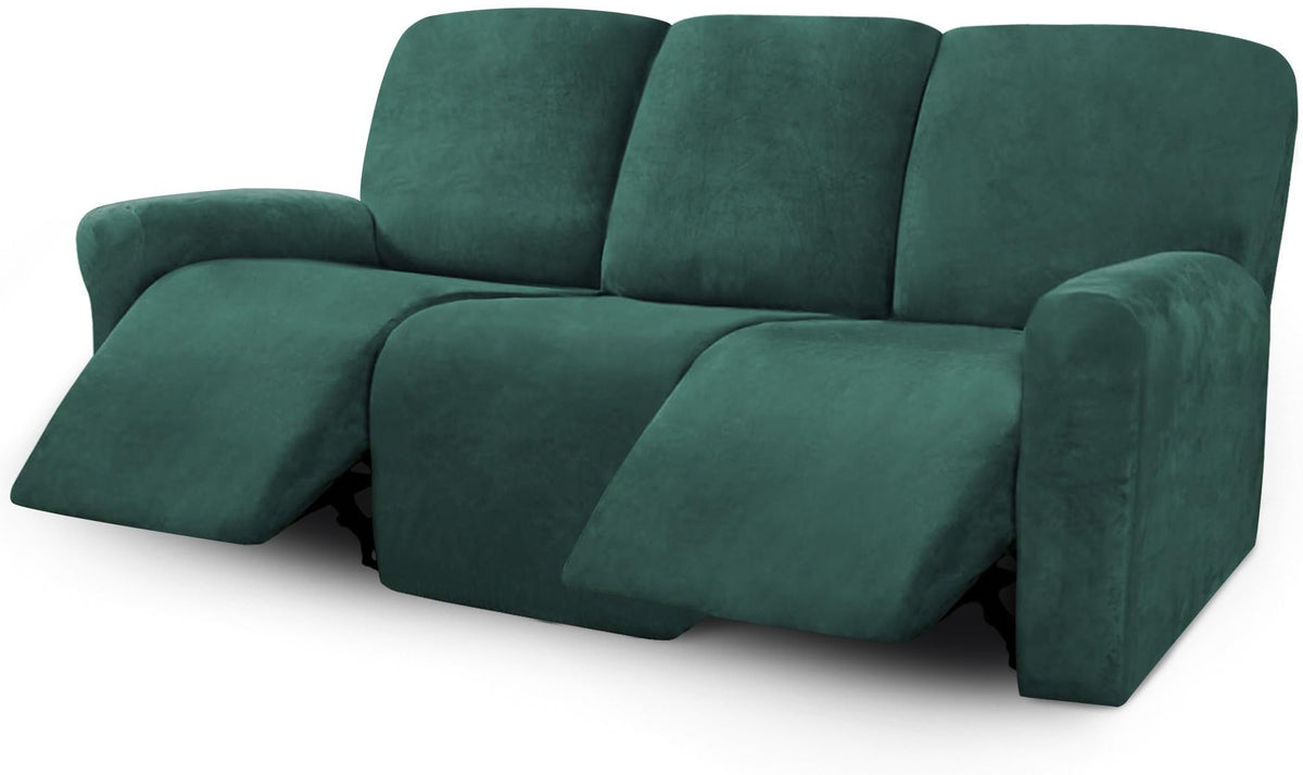 ULTICOR Velvet 8-Pieces Recliner Sofa Covers Stretch Reclining Couch Covers for 3 Cushion Reclining Sofa Slipcovers Furniture Covers Thick Soft Washable (3 Seater Recliner Cover, Taupe)